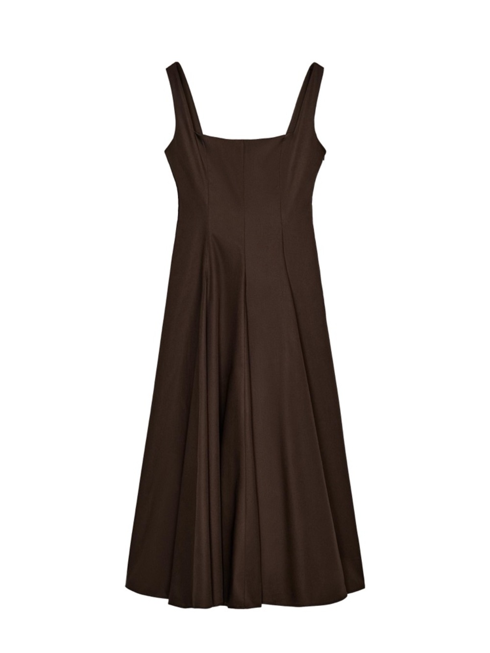 Zara Classic Brown Sleeveless A-Line Midi Dress